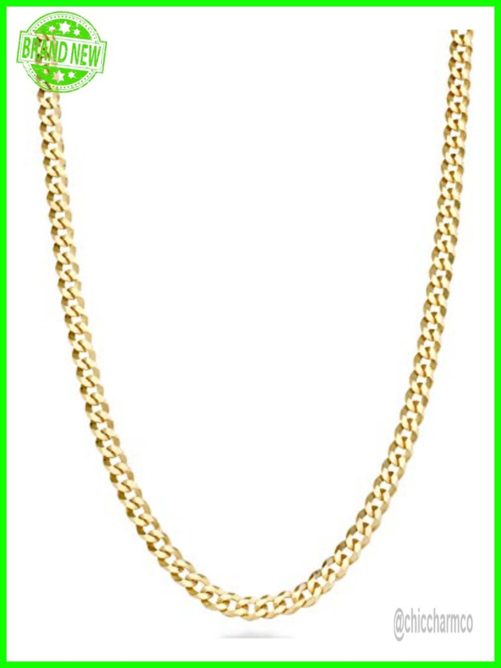 Italian 18K Gold Plated 925 Sterling Silver 3.5mm Cuban Link Chain Necklace
